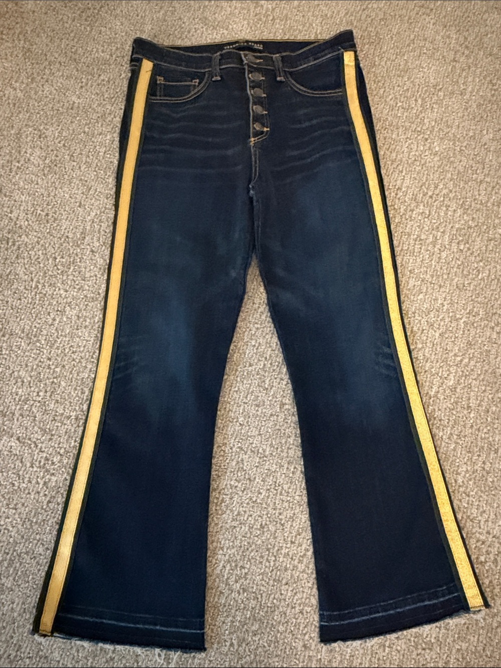 Women’s Dark Indigo Jeans with gold Side Stripe